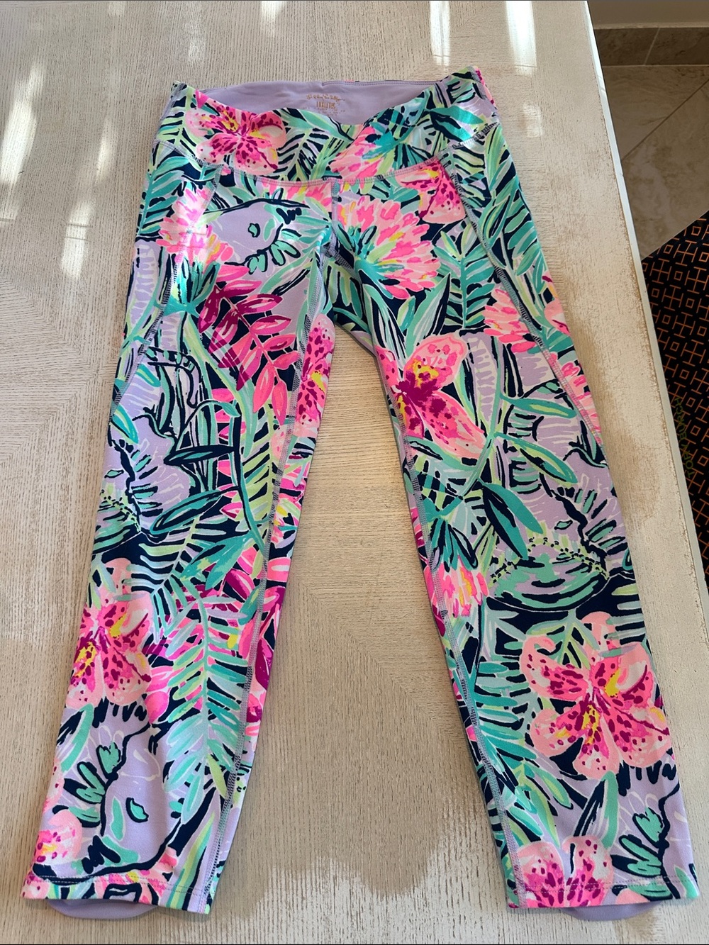 Lilly Pulitzer Lavender Floral Capri Leggings